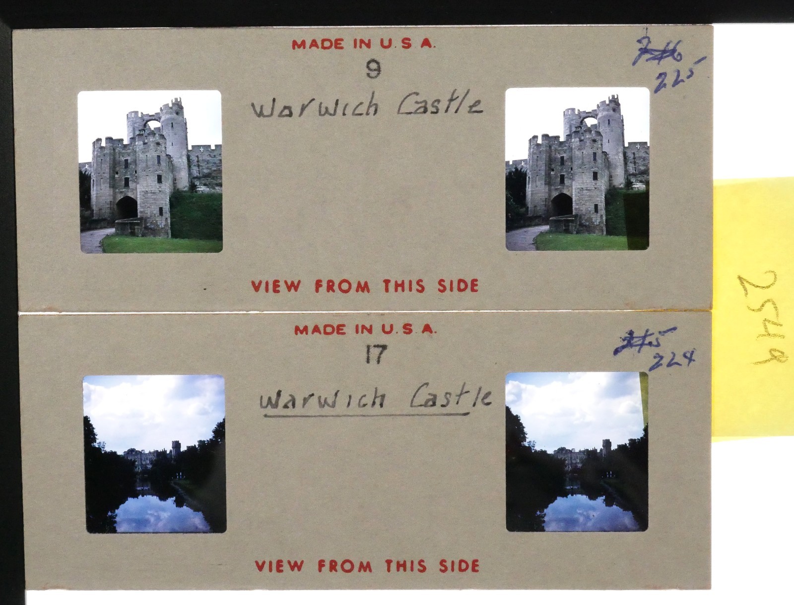 Warwick Castle England - 2x Stereo realist Slides 1954 Kodachrome #2549