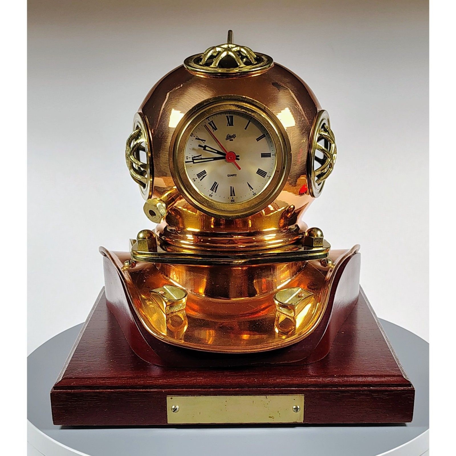 Rare Vintage Schatz Miniature German Divers Diving Helmet Clock Copper & Brass Rare Vintage Schatz Miniature German Divers Diving Helmet Clock Copper & Brass