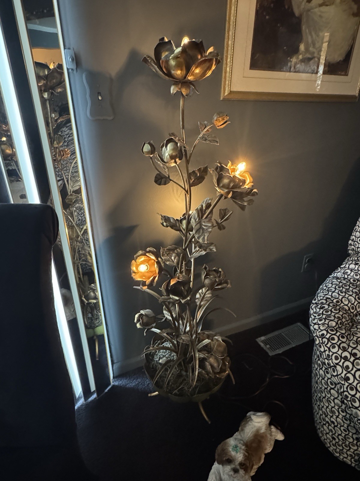 Banci Firenze - Vintage Gold Gilt Italian Regency Flower Floor Lamp Banci Firenze - Vintage Gold Gilt Italian Regency Flower Floor Lamp