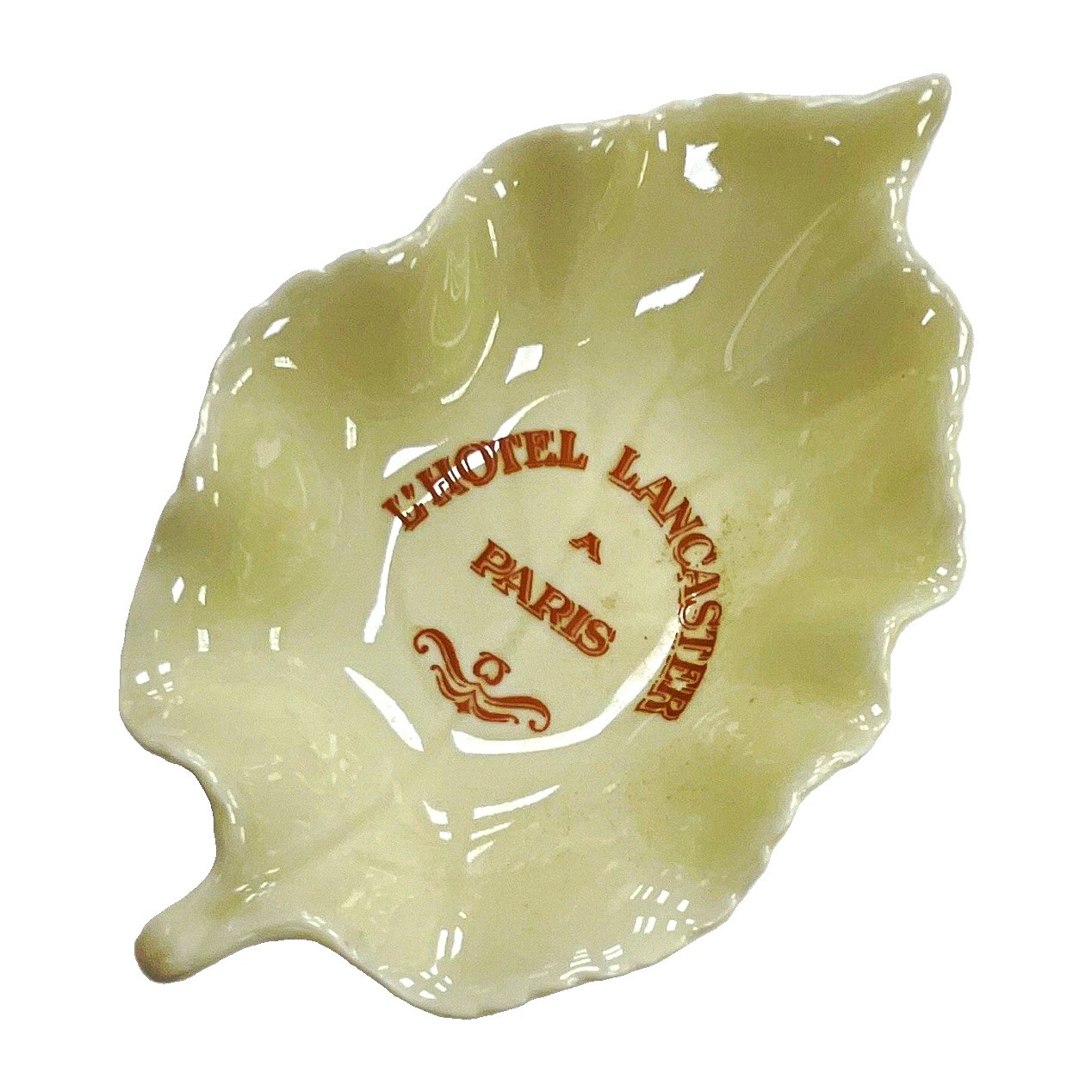 Vintage Porcelain Limoges France Hotel Lancaster Paris Leaf Ashtray/Trinket Dish