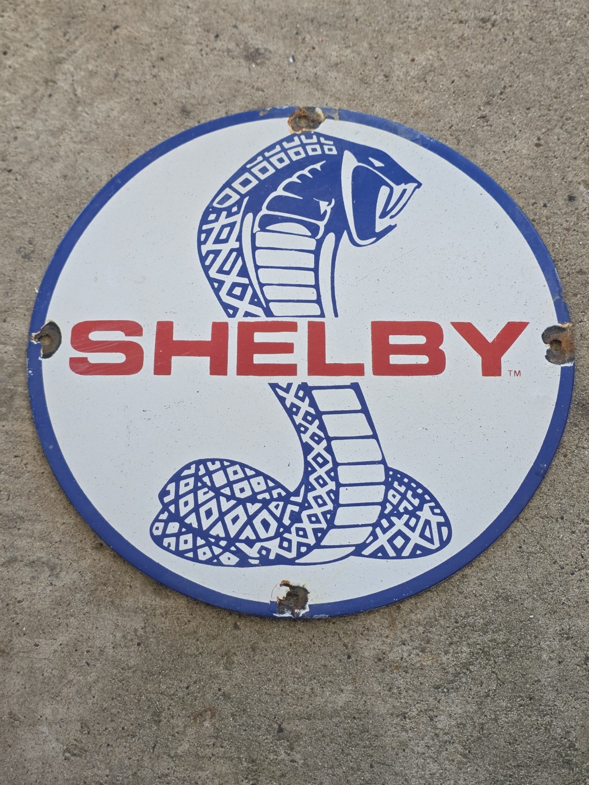 VINTAGE FORD SHELBY COBRA PORCELAIN  SIGN GAS STATION PUMP PLATE OIL. 12\