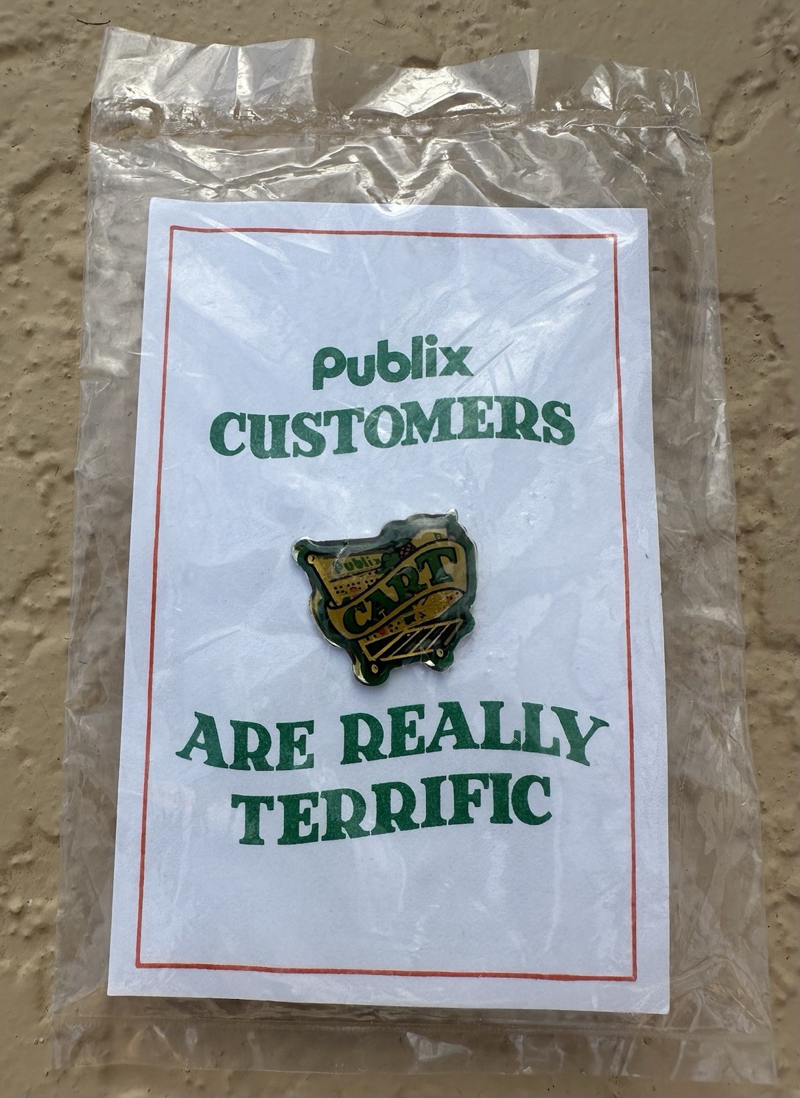 Publix Rare Cart Lapel Pin Publix Customers Are Really Terrific NEW SEALED
