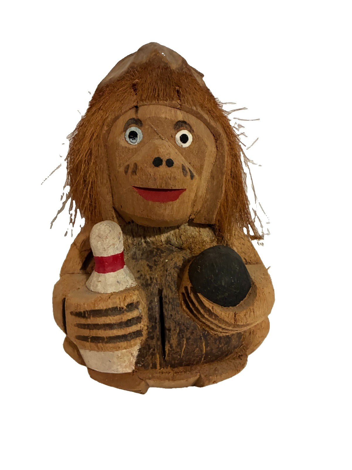 VTG Coconut Monkey Head Tiki Folk Art Hand Carved Bowler Hawaiian Craft Luau Bar VTG Coconut Monkey Head Tiki Folk Art Hand Carved Bowler Hawaiian Craft Luau Bar