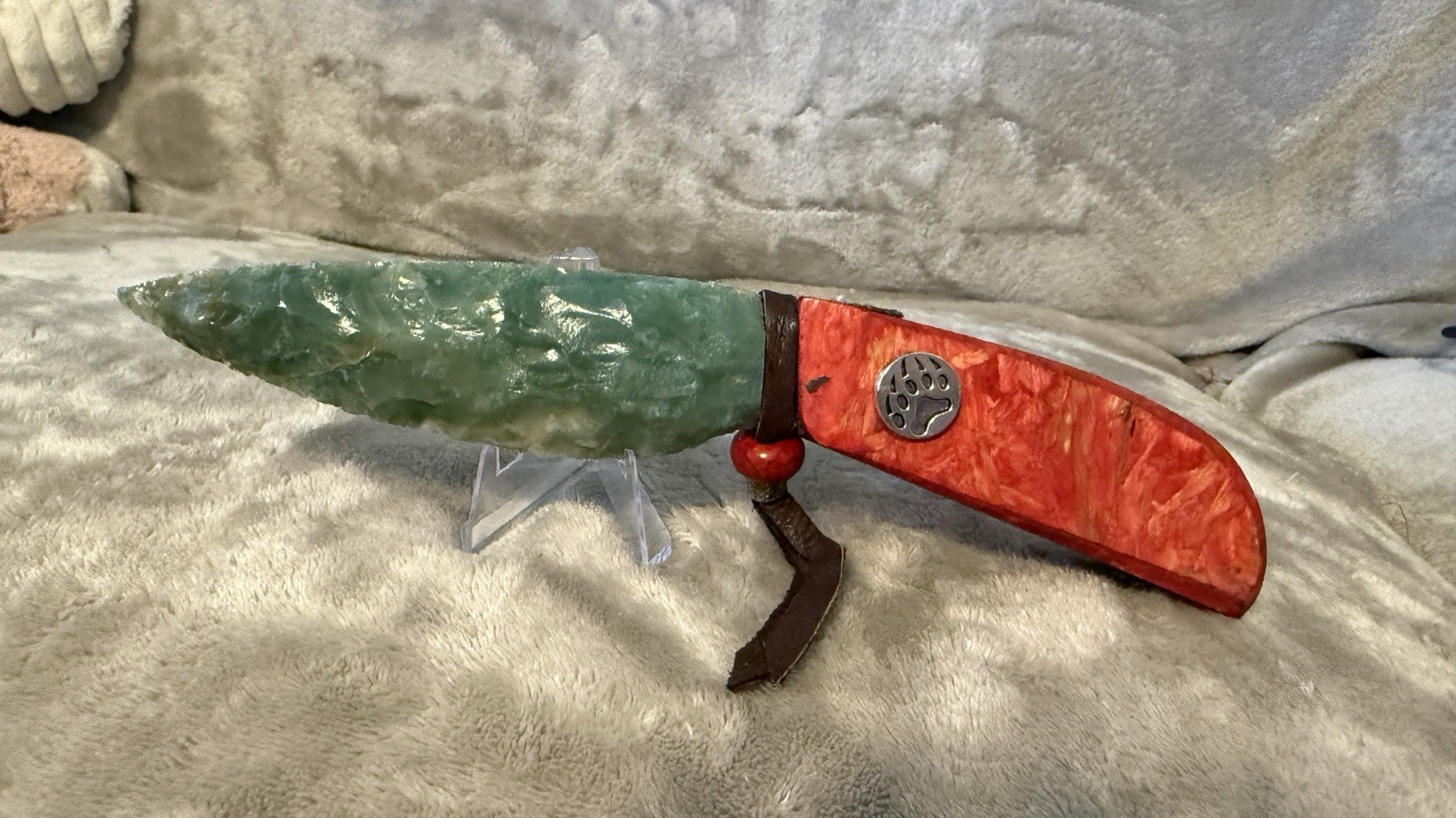 Handmade Jade Knife Wood Handle Made From Native American Artifact Handmade Jade Knife Wood Handle Made From Native American Artifact