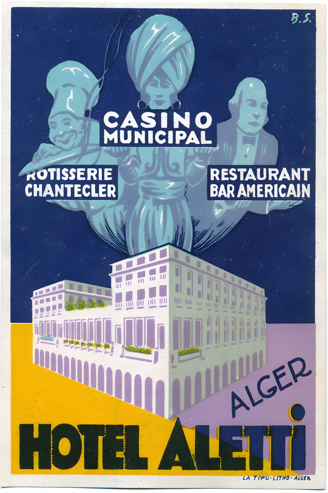 Vintage Hotel Aletti Poster - Algeria 1930s Design 🌟🕌 -Rare Reprint 🤯💯