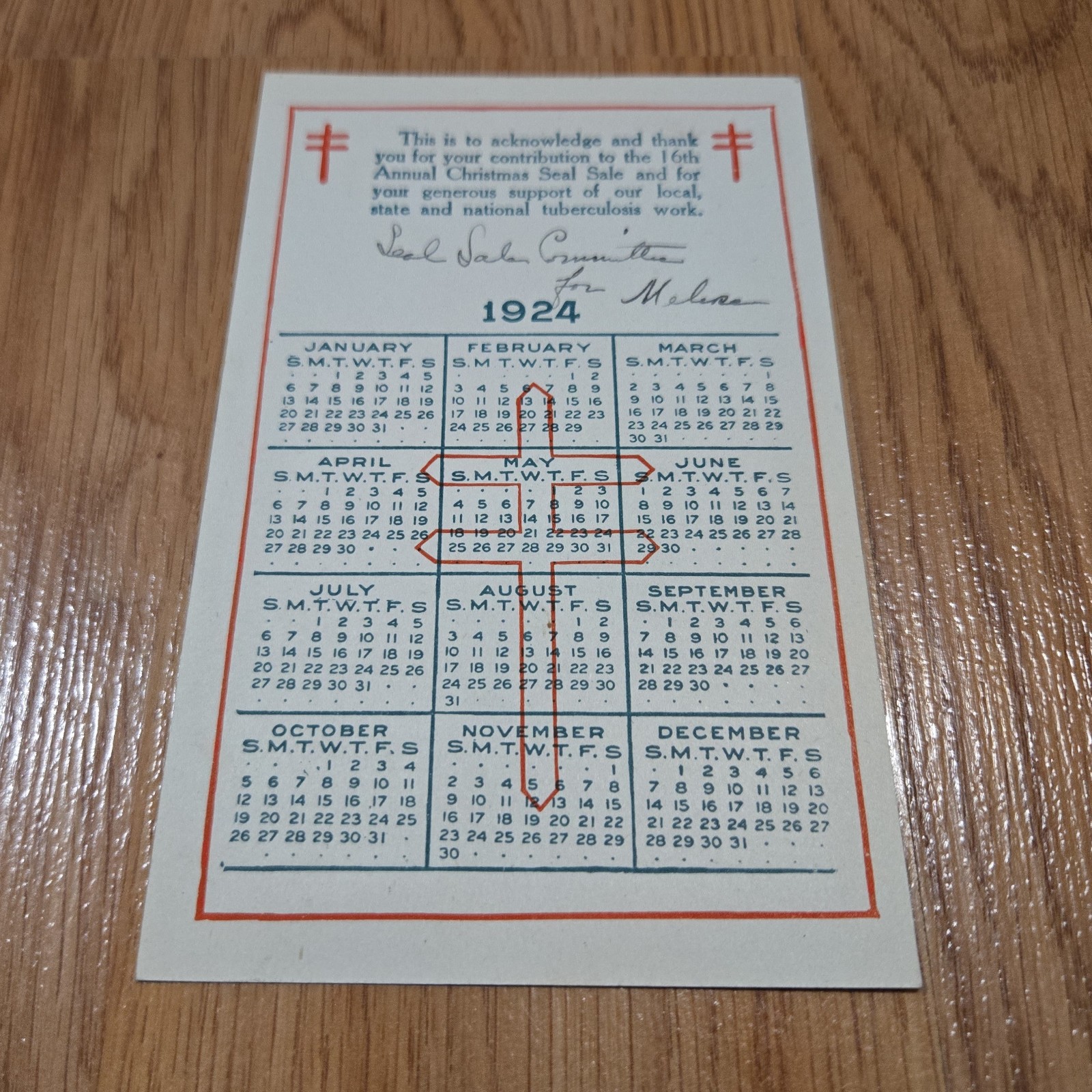 1924 Christmas Seal Calendar Postcard Melrose Massachusetts MA Sale Red Cross 1924 Christmas Seal Calendar Postcard Melrose Massachusetts MA Sale Red Cross