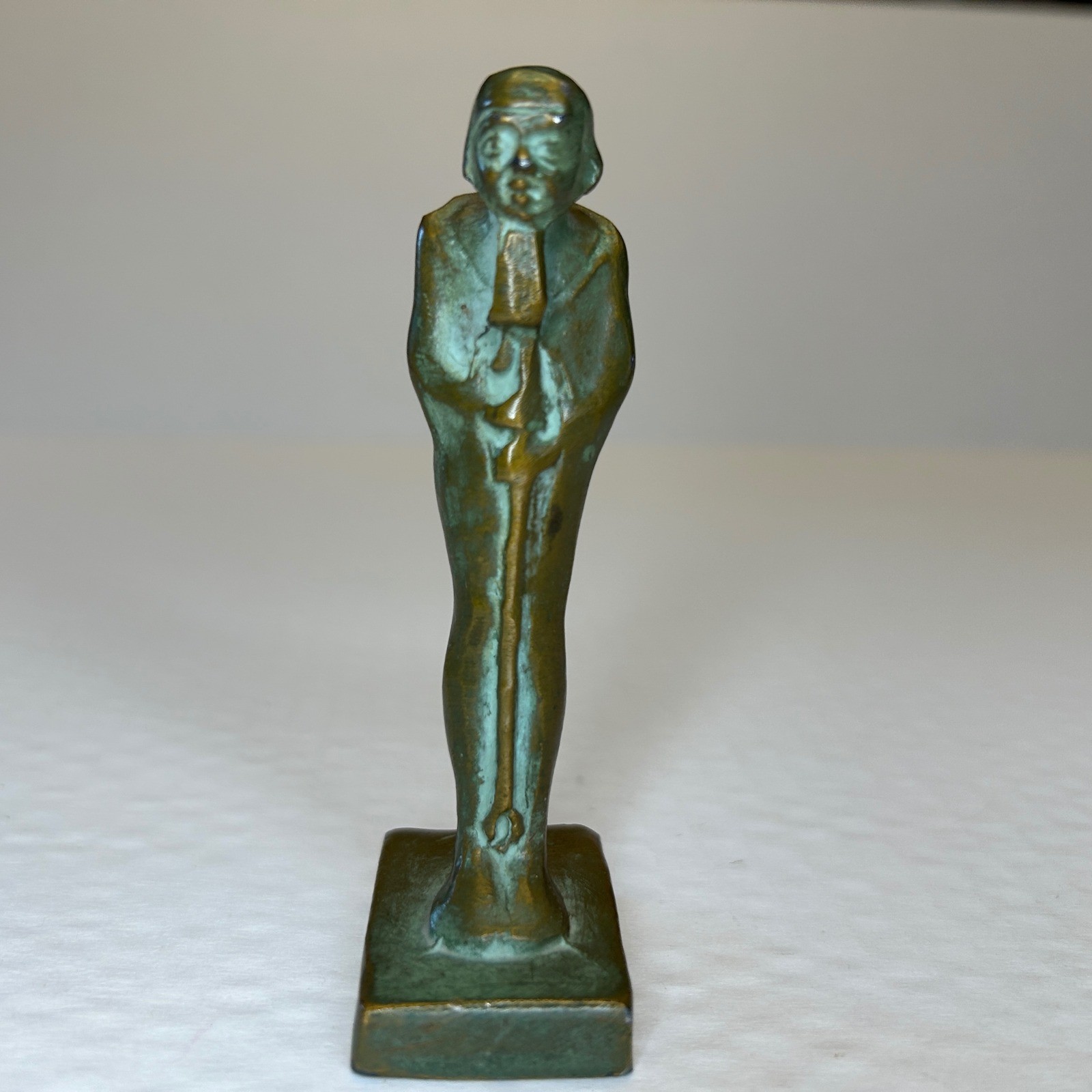 Vtg Bronze Egyptian Ptah God Figurine Verdigris Patina Statue 3.5