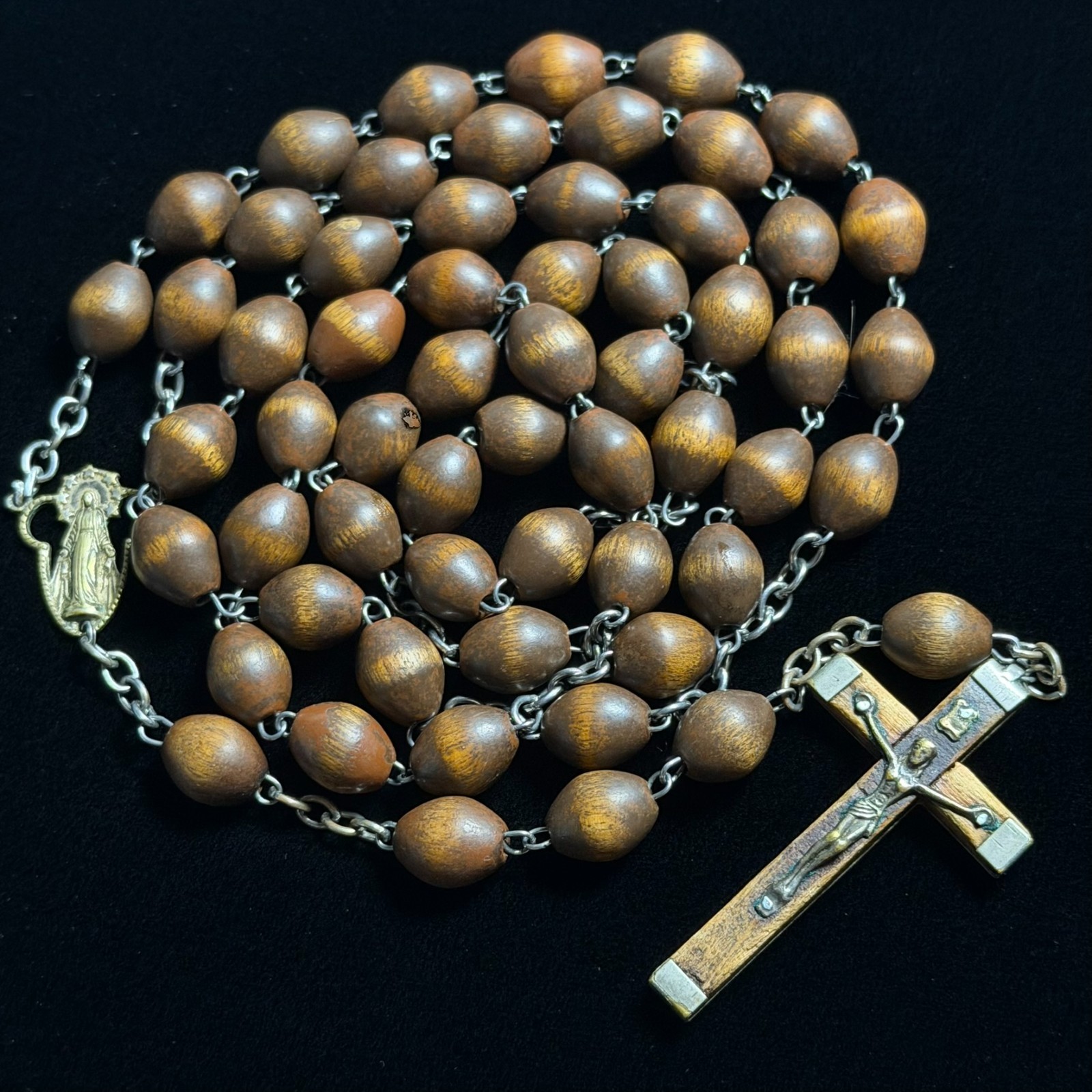 Vintage Large Brown Wood Bead 29.5 Inch Rosary Made in Italy Christian Jewelry Vintage Large Brown Wood Bead 29.5 Inch Rosary Made in Italy Christian Jewelry