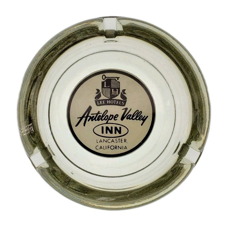 Vintage Glass Marketing Ashtray / Antelope Valley Inn / Lancaster California CA Vintage Glass Marketing Ashtray / Antelope Valley Inn / Lancaster California CA