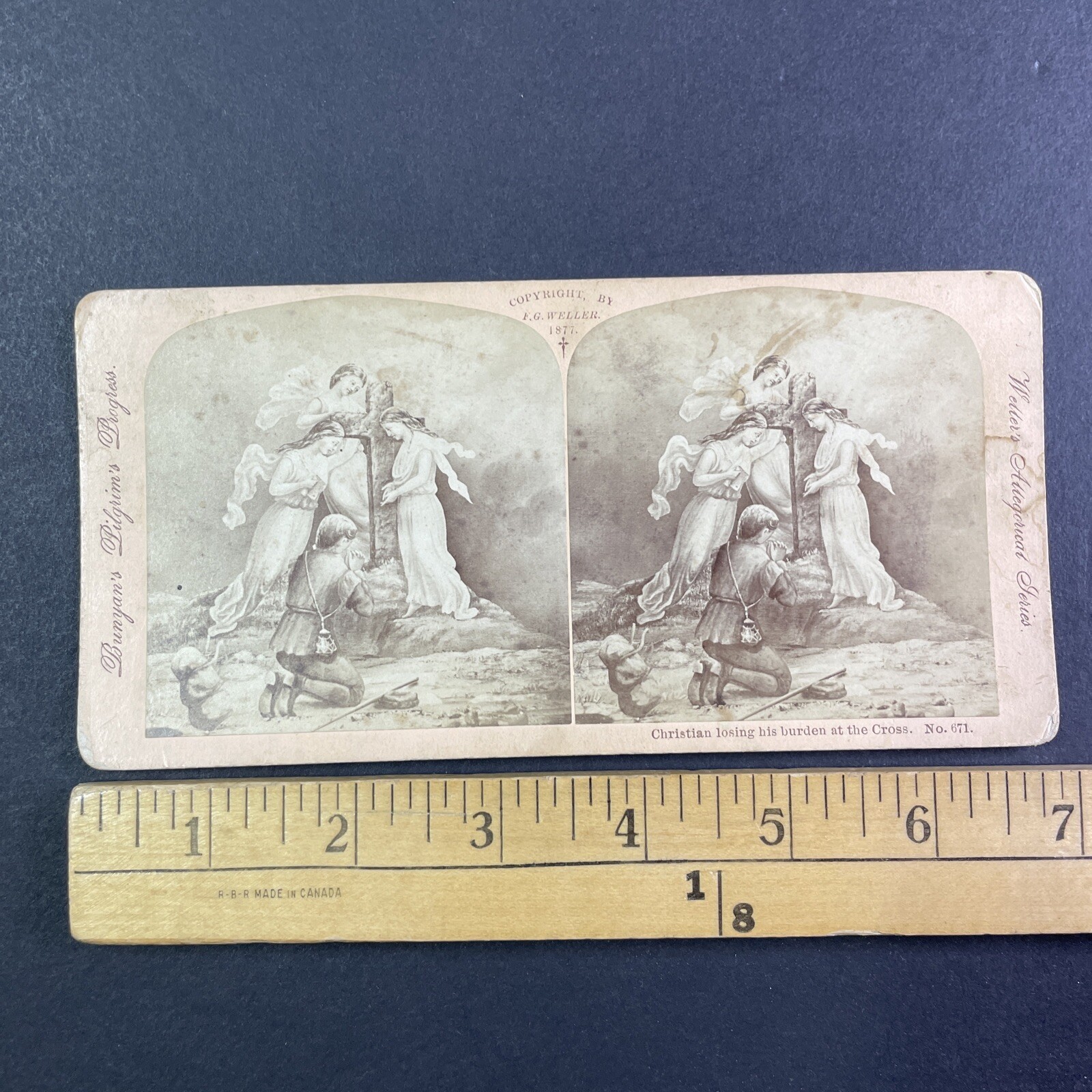 Christian Losing Burden at Cross Stereoview F.G. Weller 1877 Bunyan's Pilgrim's Christian Losing Burden at Cross Stereoview F.G. Weller 1877 Bunyan's Pilgrim's