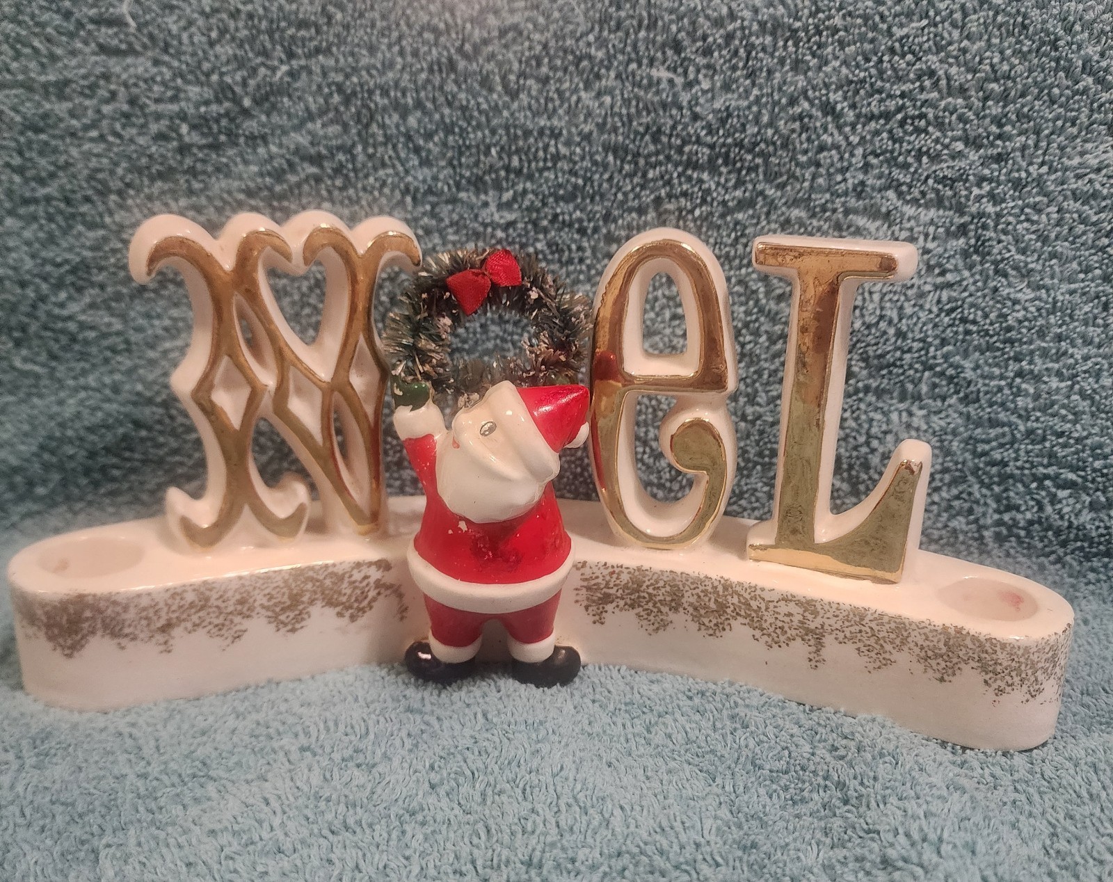 Vintage Holt Howard Christmas Santa NOEL 1959 Candle Holder Figurine