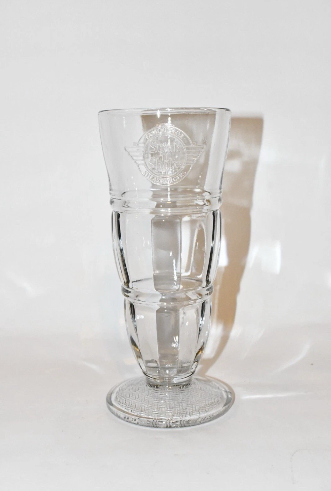 Steak \'n Shake Embossed Milkshake Sundae Glasses 8.5\ Steak \'n Shake Embossed Milkshake Sundae Glasses 8.5\