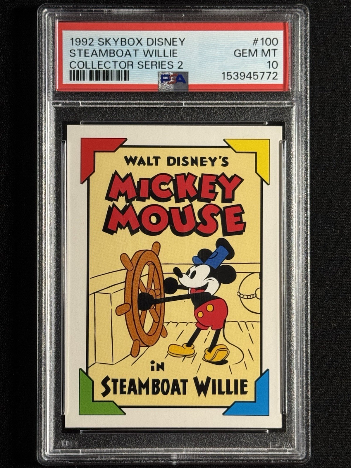 1992 Skybox DISNEY Mickey Mouse #100 PSA 10 Gem Mint - Steamboat Willie