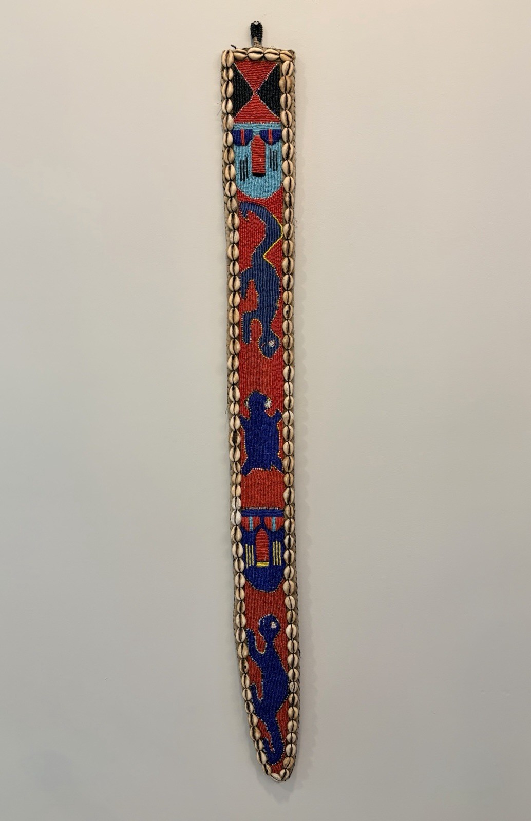 African Beaded Sash with Cowrie Shells, 43” X 4” African Beaded Sash with Cowrie Shells, 43” X 4”