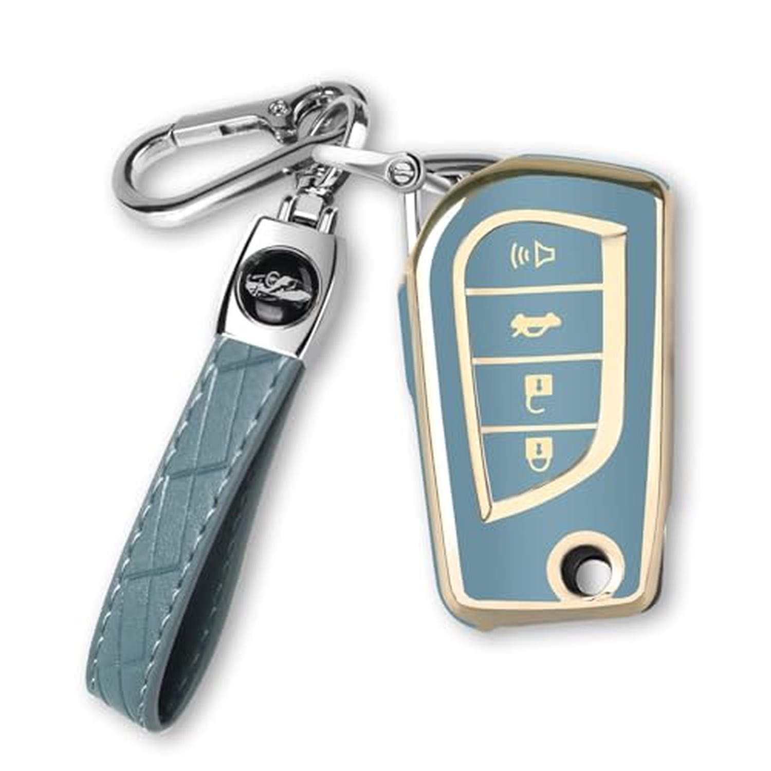 MILD EAST for Toyota Key Fob Cover with Keychain Blue 4-button MILD EAST for Toyota Key Fob Cover with Keychain Blue 4-button