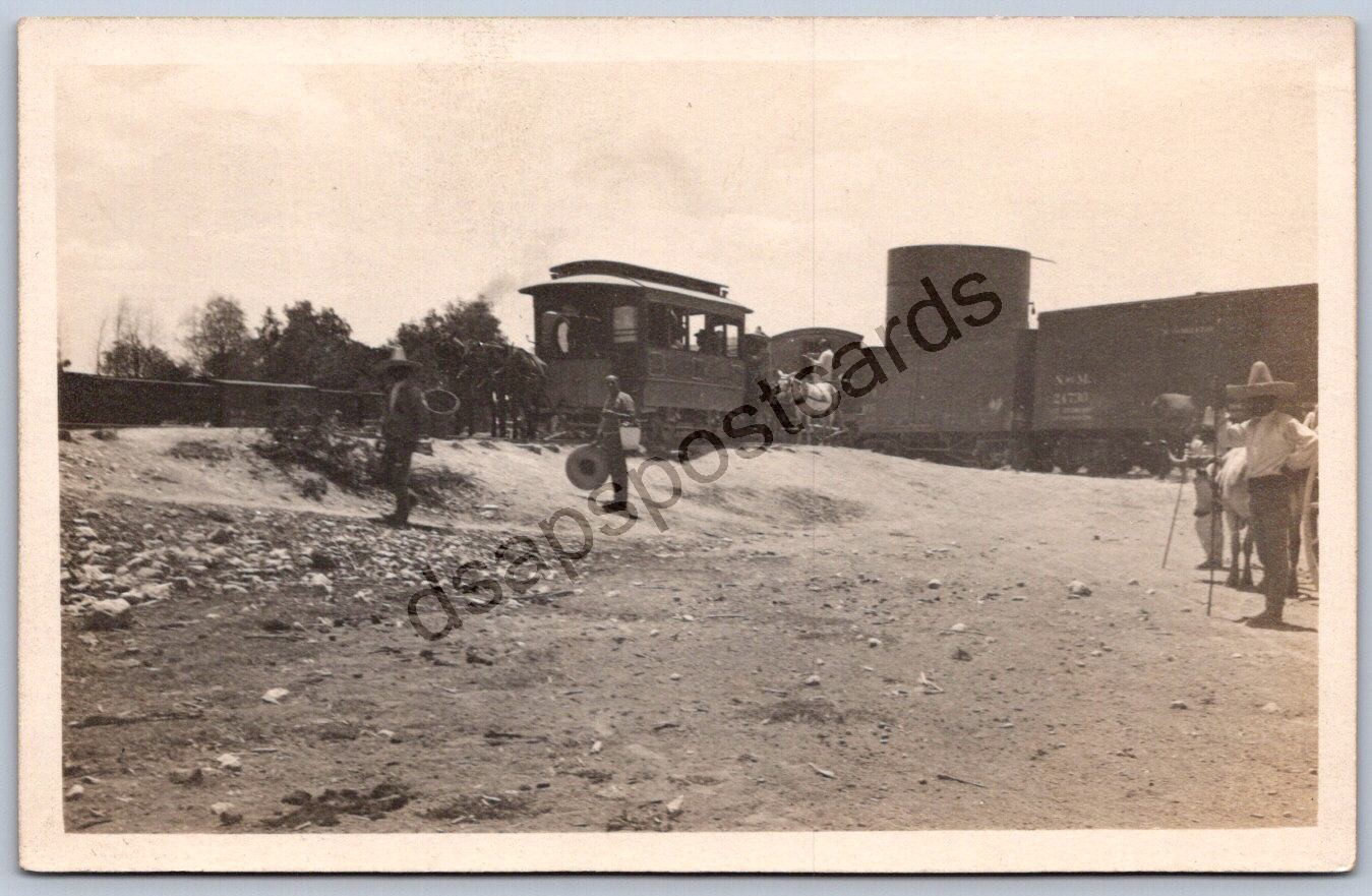 K53/ Interesting RPPC Postcard c1910 Mexico? Horse Drawn Trolley Railroad 125
