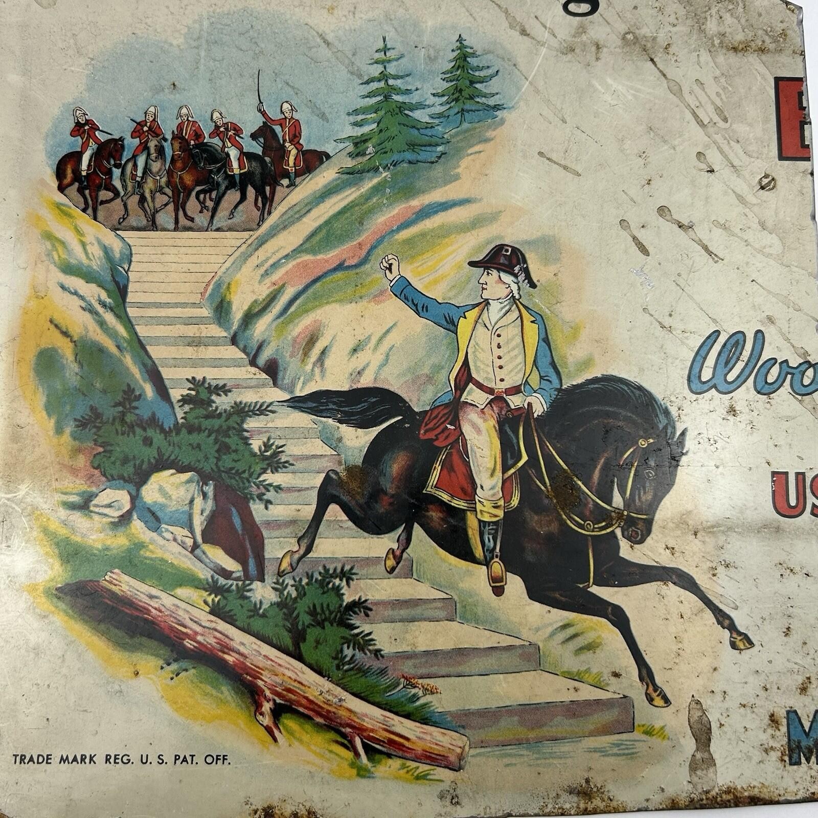 Antique Putnam Dyes Tin Cabinet Sign Putnam Israel Revolutionary War Ride J2
