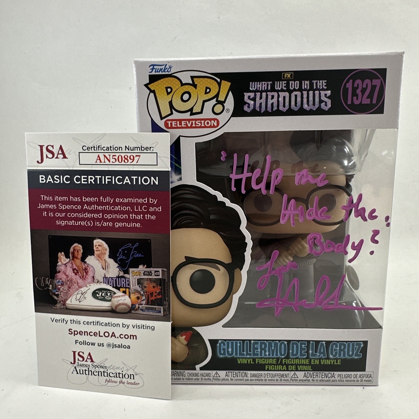 Harvey Guillen Signed Funko Pop Guillermo De La Cruz Autograph Inscribed JSA COA Harvey Guillen Signed Funko Pop Guillermo De La Cruz Autograph Inscribed JSA COA