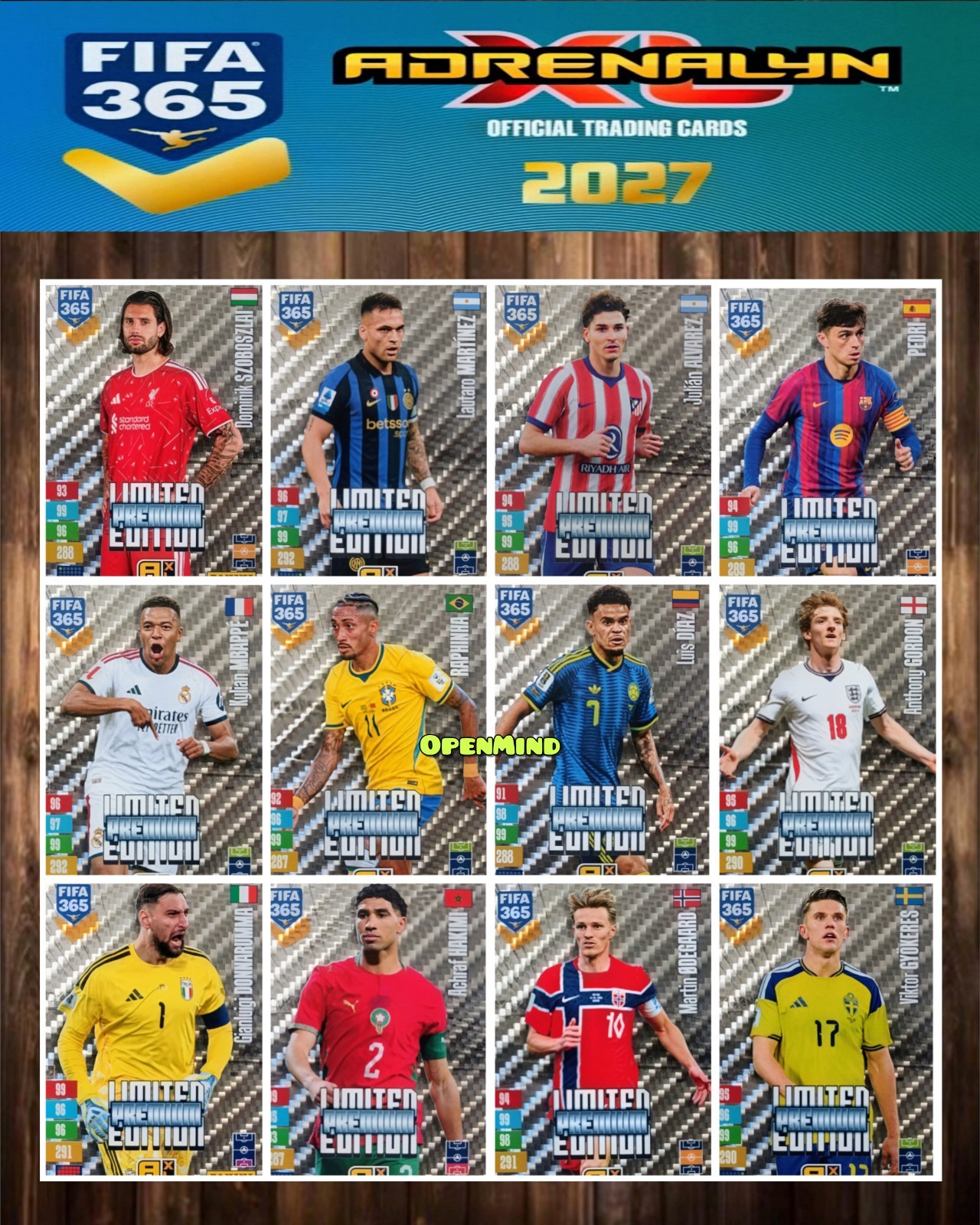PANINI FIFA 365 ADRENALYN XL 2027 - FULL SET 12 PREMIUM LIMITED CARDS