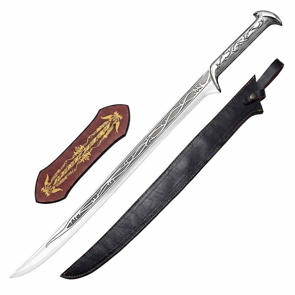 Handmade Thranduil\'s Elven Stainless Steel Sword with Leather Sheath Wall Mount