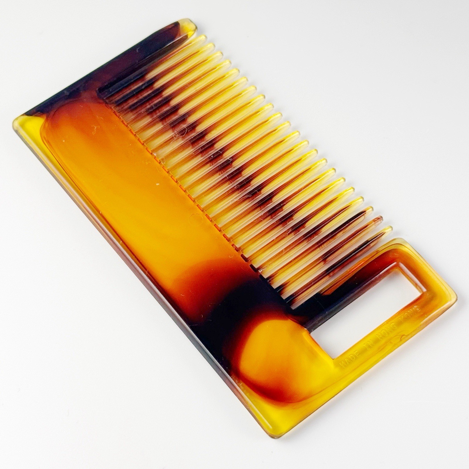 Small Faux Tortoise Shell Brown Plastic Comb Travel Pocket Hair Vtg Hong Kong