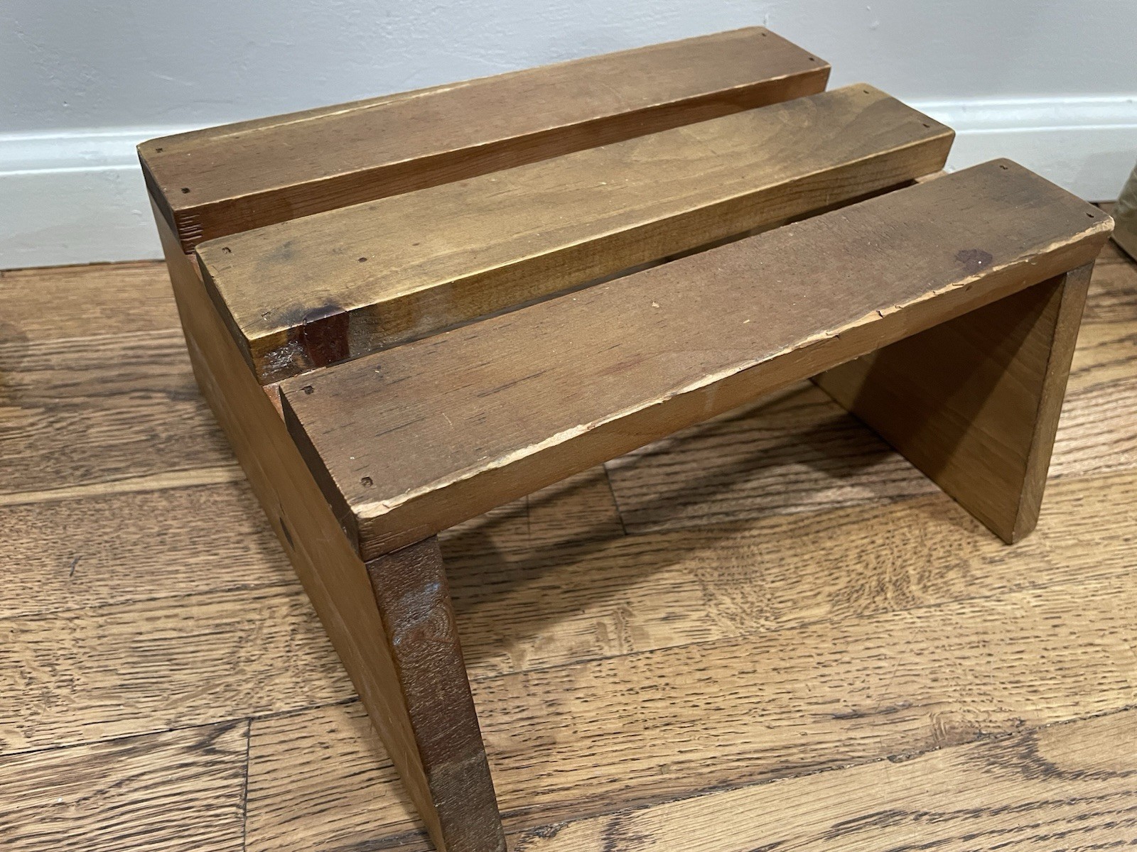 Vintage Wood Foot Step Stool Riser Plant Stand