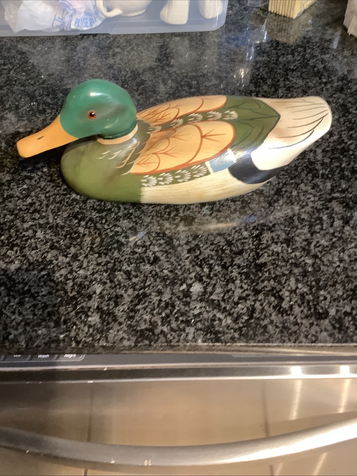 Vtg Hand Carved & Painted Wooden Duck Fowl Tabletop Sculpture Decoy Taiwan Vtg Hand Carved & Painted Wooden Duck Fowl Tabletop Sculpture Decoy Taiwan