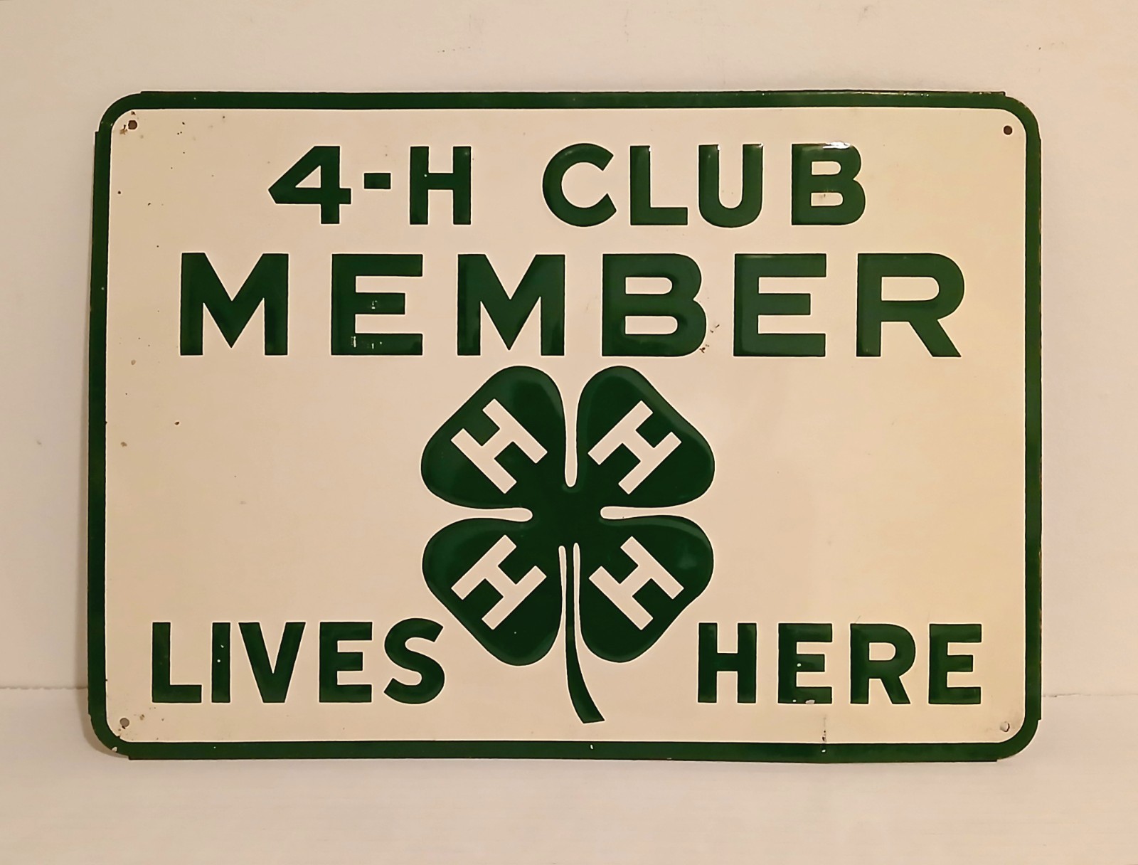 Vintage 1960's 4-H Club Member Lives Here Tin Embossed Sign Vintage 1960's 4-H Club Member Lives Here Tin Embossed Sign