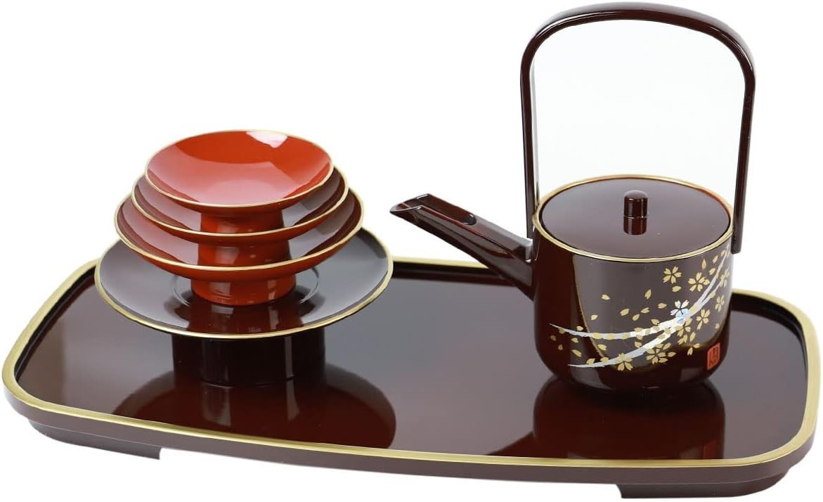 Yamanaka lacquered OTOSO SAKE serve set  Sake Cup Cherry Blossom made in japan