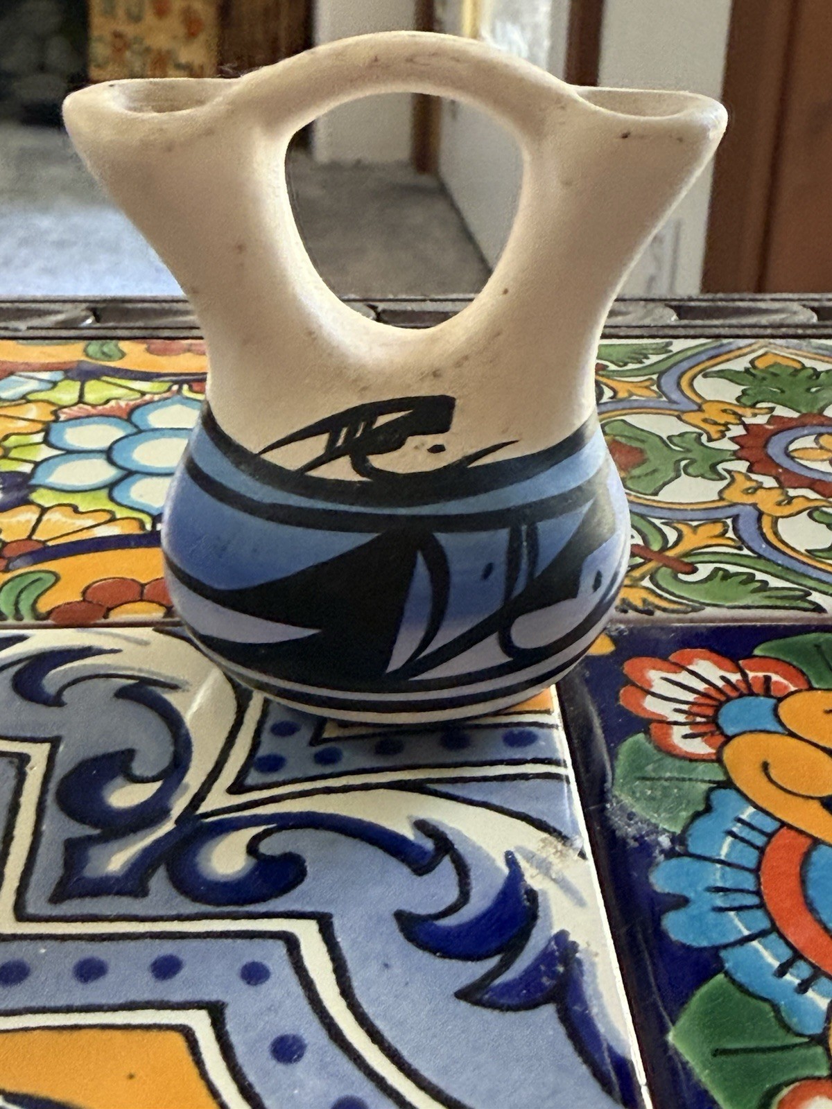 Vintage Mini Navajo Wedding Vase Signed  Native American Art Pottery