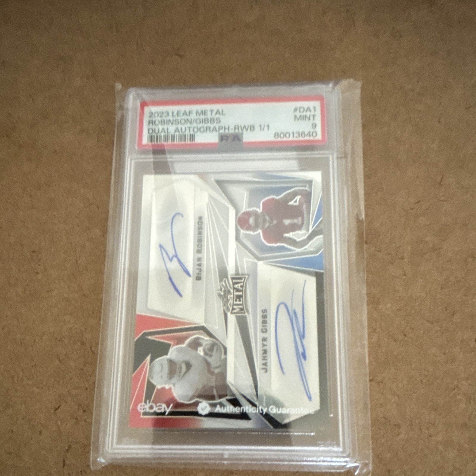 2023 Leaf Metal Bijan Robinson/Jahmyr Gibbs Dual Auto DA1 1/1 PSA 9