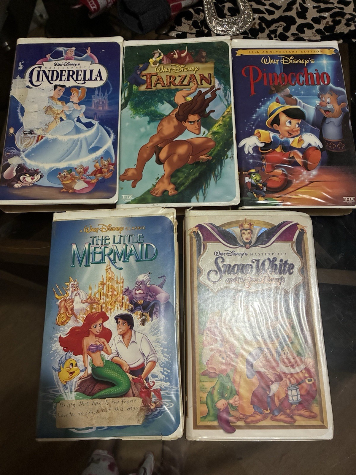 Vintage Walt Disney VHS Lot of 5 Cinderella Tarzan Little Mermaid Snow White