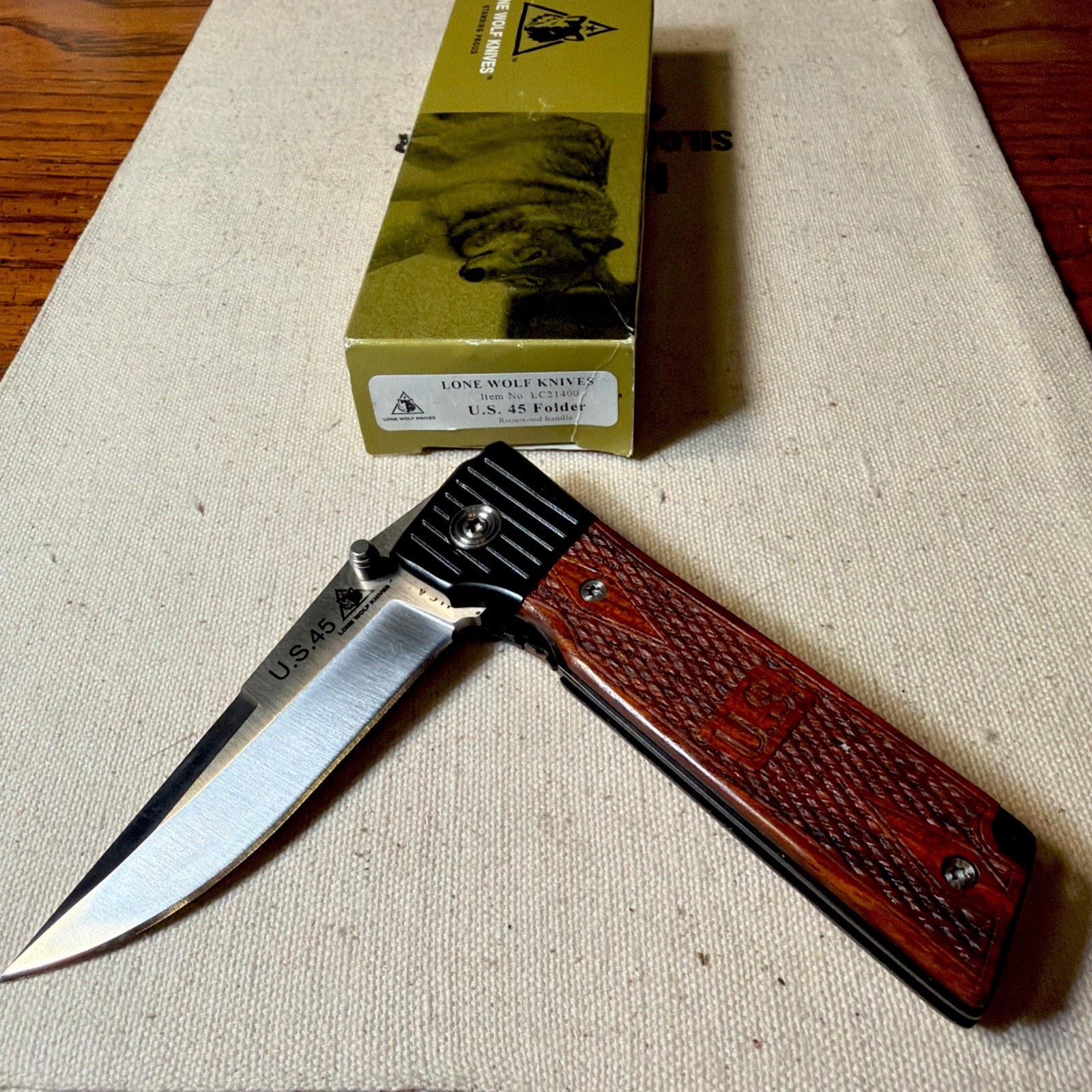 Lone Wolf US 45 First Production Run Folding Pocket Knife w/ Box new never used Lone Wolf US 45 First Production Run Folding Pocket Knife w/ Box new never used