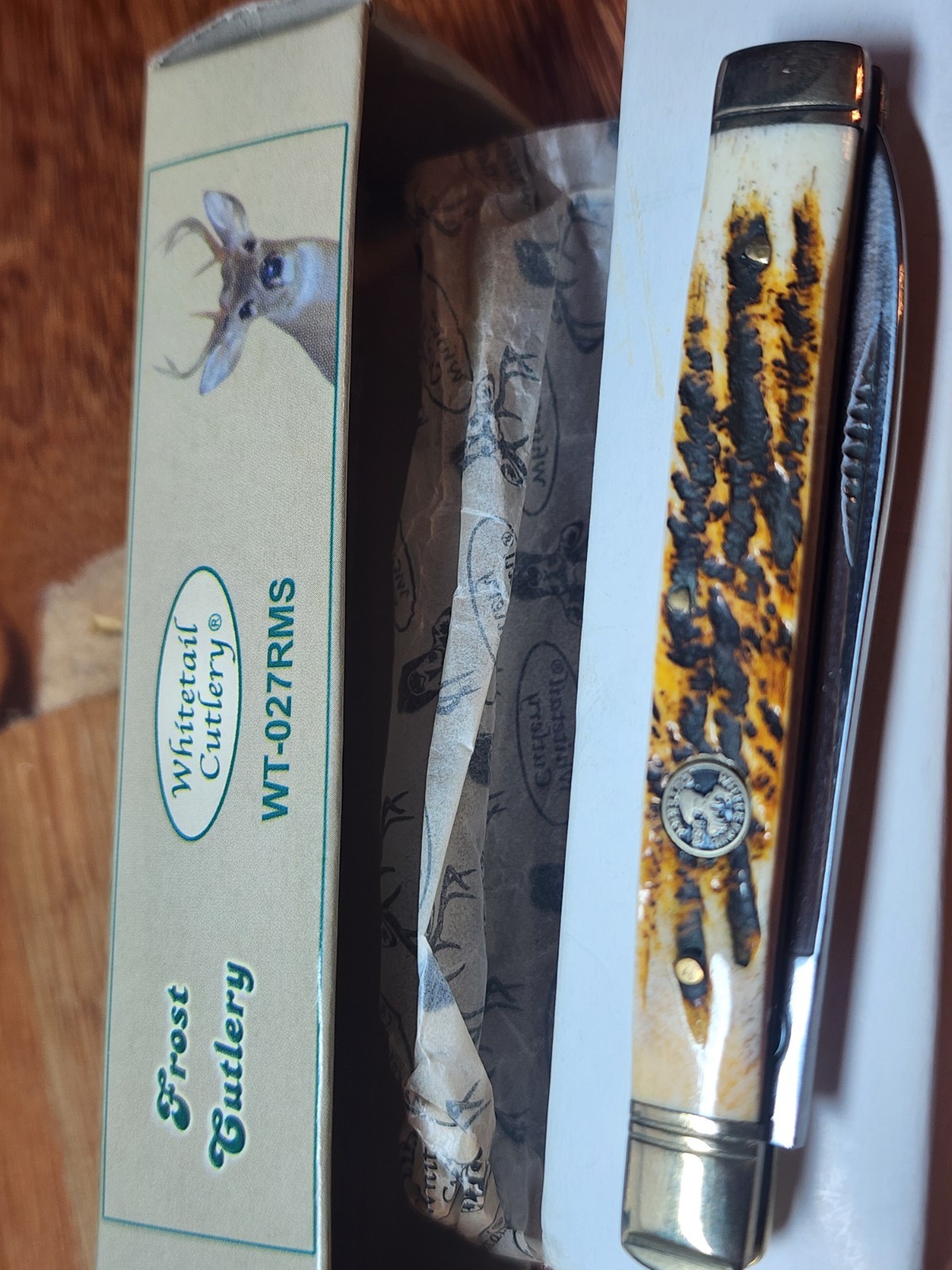 Whitetail Cutlery WT-027TRMS Lockback Pocket Knife Stag Style Handle w/ Box Whitetail Cutlery WT-027TRMS Lockback Pocket Knife Stag Style Handle w/ Box