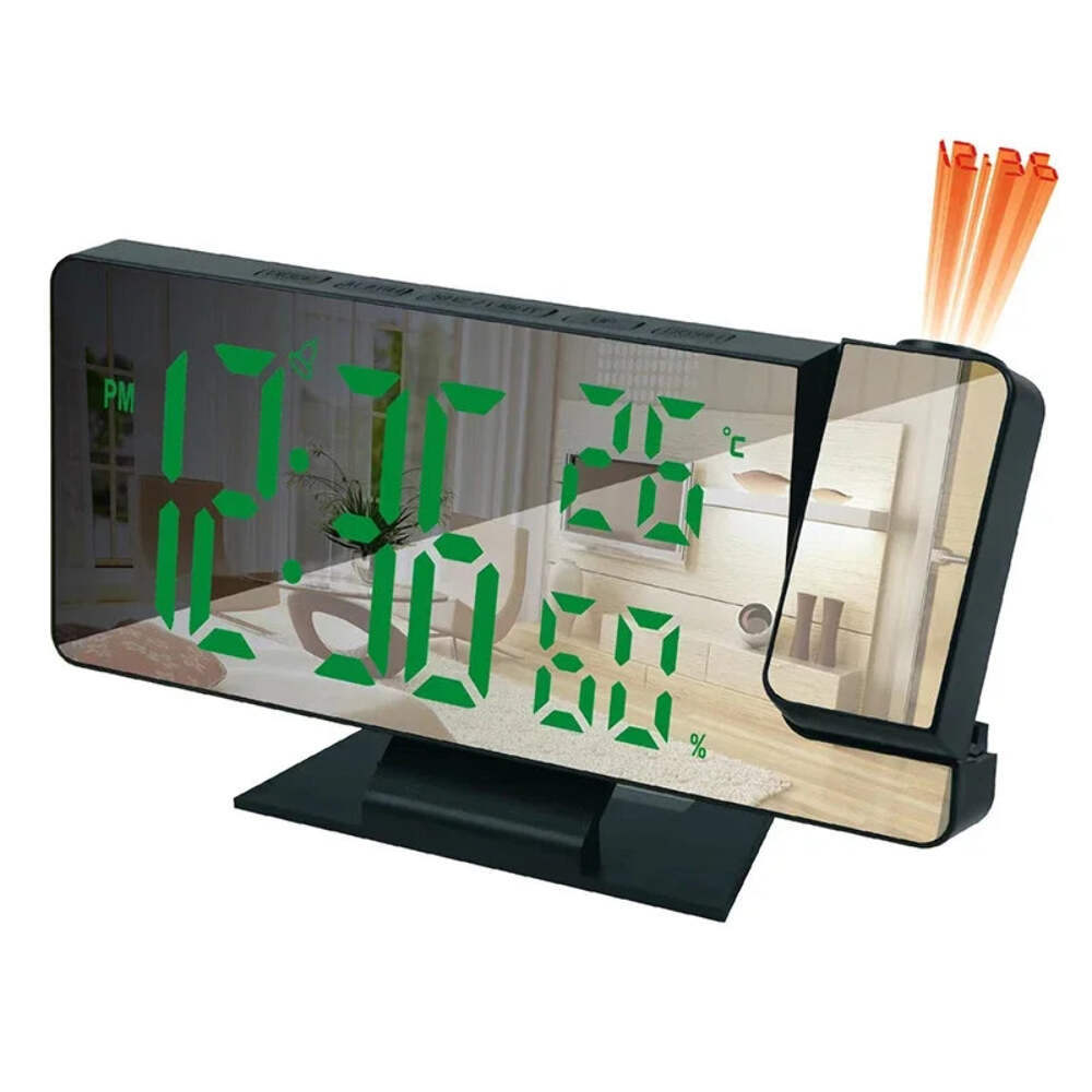 LED Digital Alarm Clock Projection Clock Projector Ceiling Clock with Time Tempe