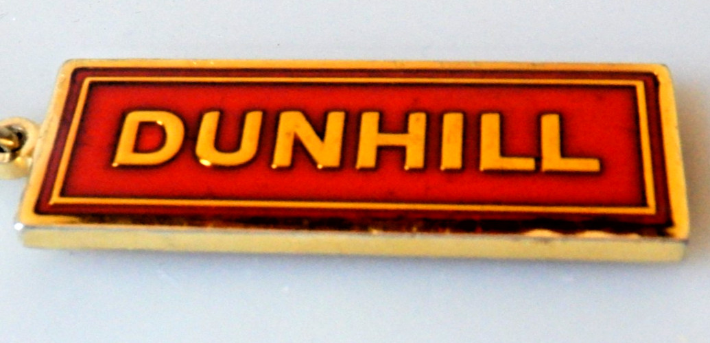 Vtg Alfred Dunhill Keychain - Red Burgundy Enamel + Gold Plate Fob =  2\