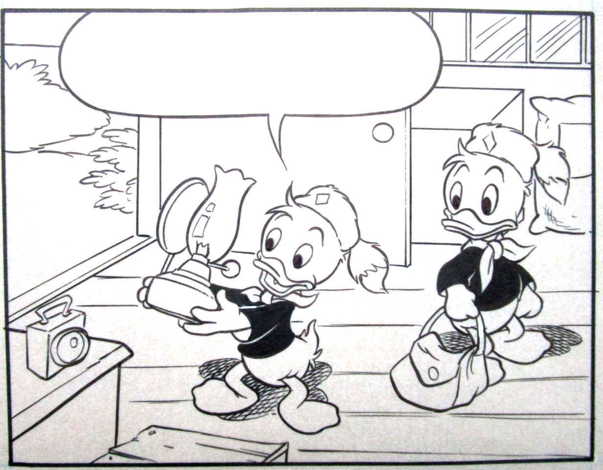 1980s UNCLE SCROOGE WALT DISNEY PRODUCTION cel COMIC STRIP ART DRAWING camping