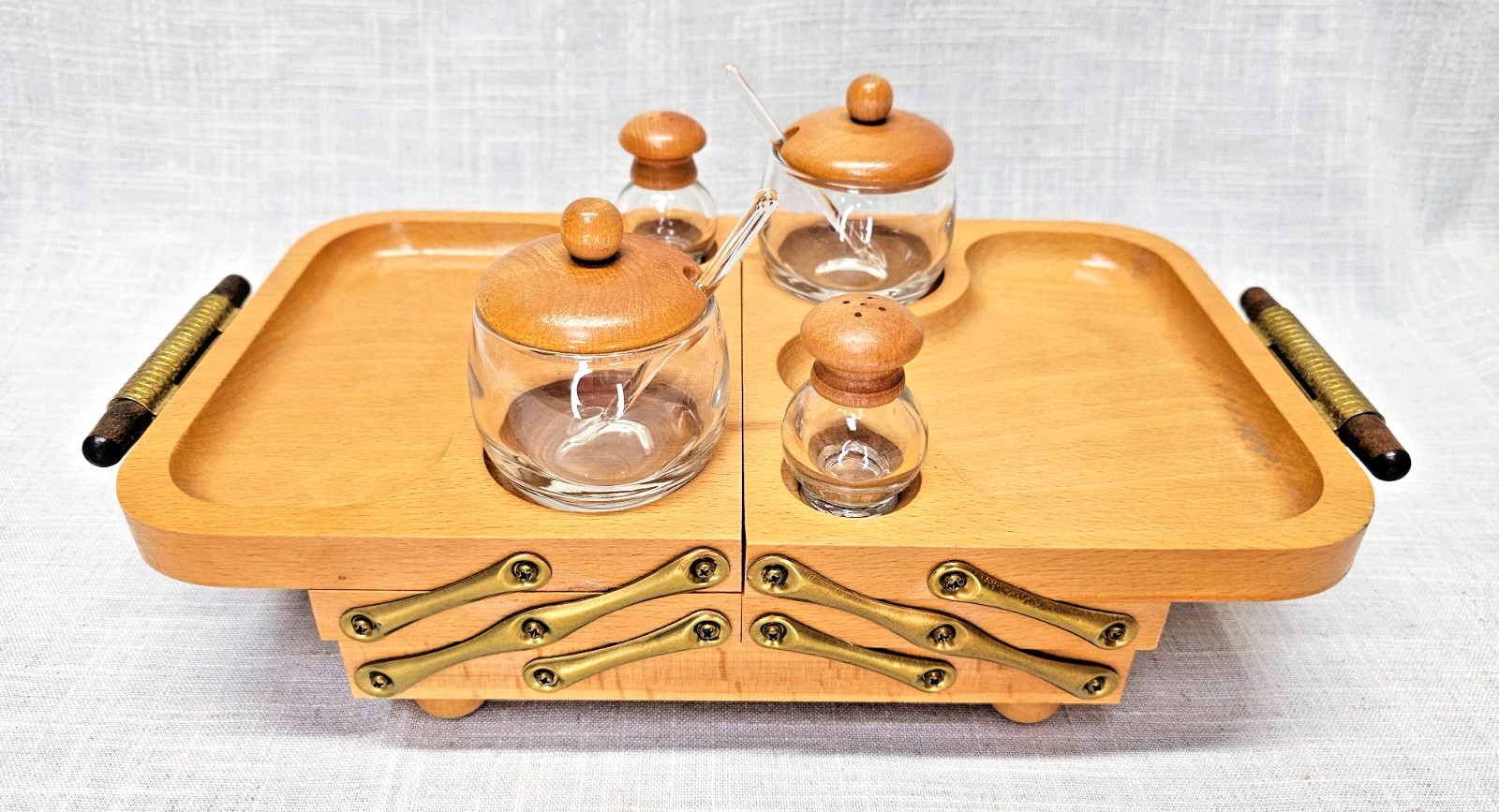 VTG Karoff 3-Tier Expandable Fold Away COMPLETE Buffet Tray MCM BIN00 DS36