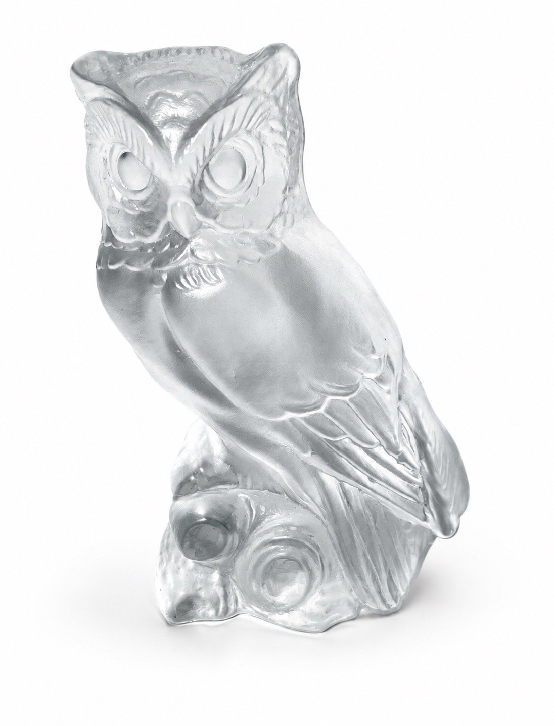 VTG 1981 Viking Frosted Satin Glass Owl On Perch Figurine  7 \