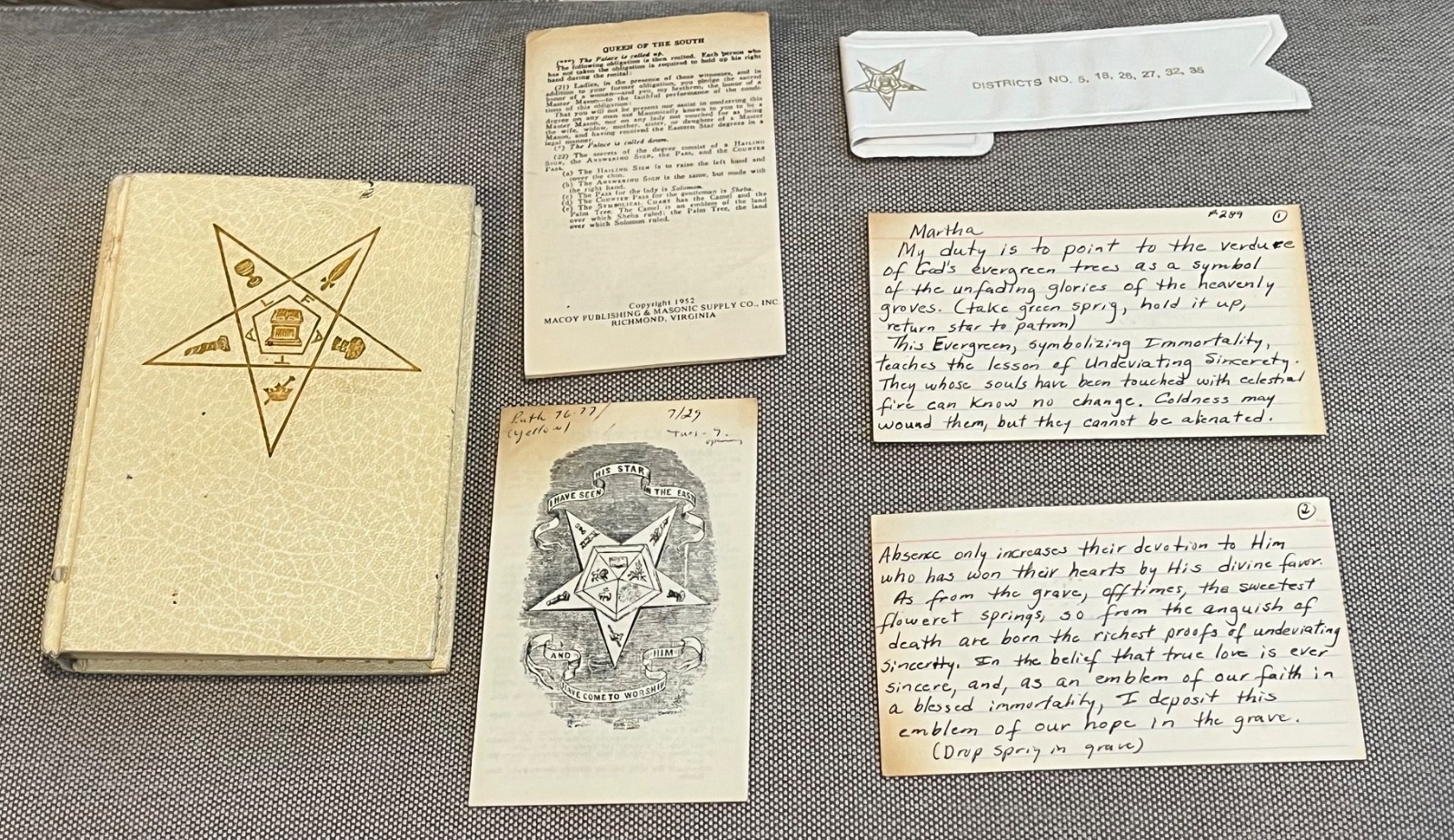 Vintage Eastern Star Adoptive Rite Ritual Macoy 1952 Syllabus Masonic OES Lot