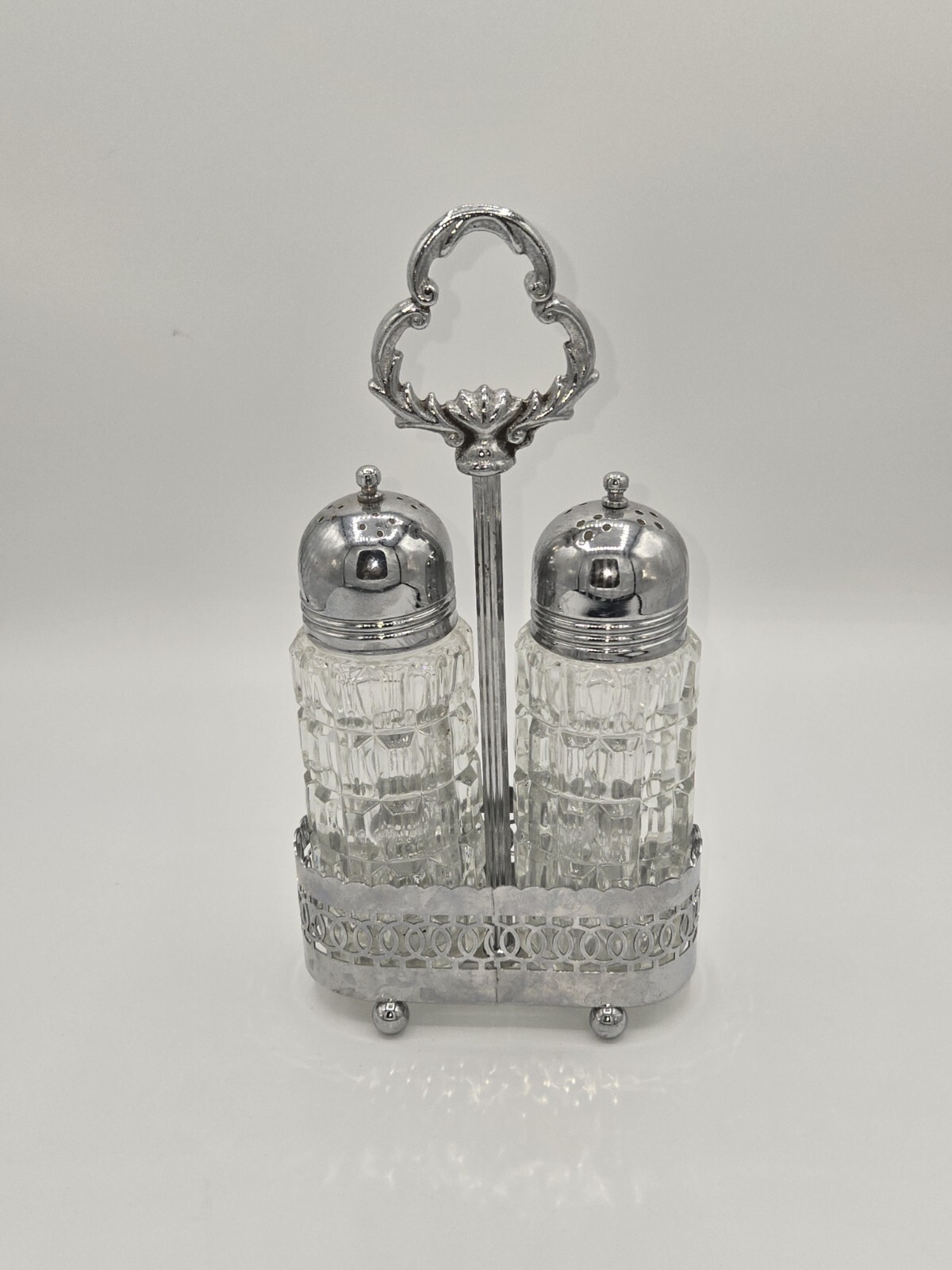 Vintage Chromium Plate Salt & Pepper Shaker Set England