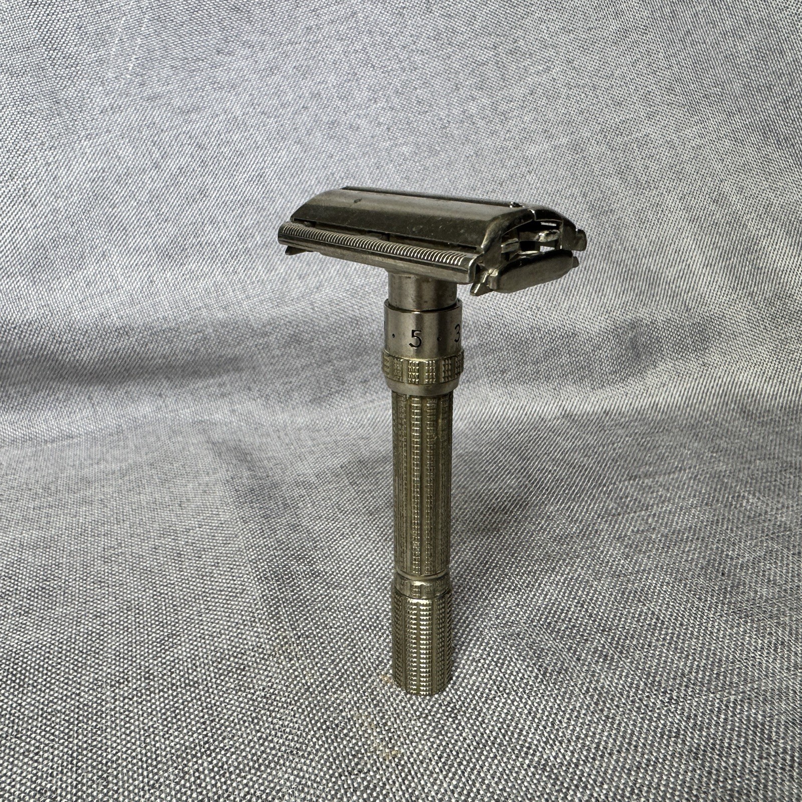 Vintage Gillette Slim Adjustable Double Edge Safety Razor 1–9 Nickel Plated TTO