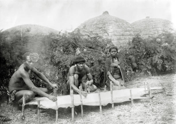 Braying A Skin To Make A Kaross South Africa In 1890 OLD PHOTO
