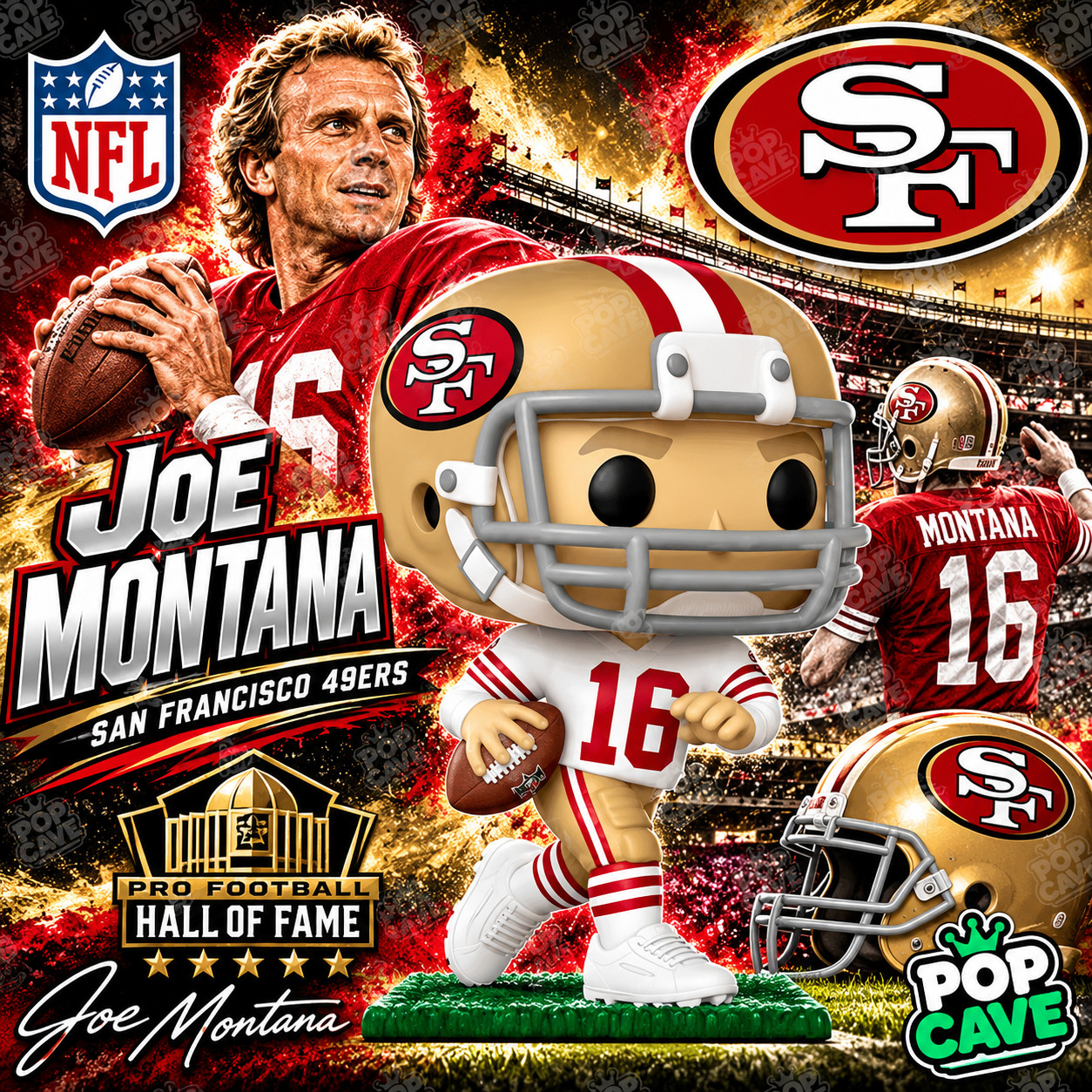 Funko Pop Cave JOE MONTANA NFL San Francisco 49ers QUARTERBACK Joe Cool
