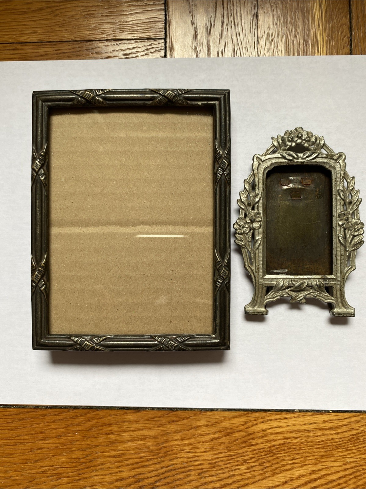 Antique Metal Picture Frames Photos Plated Floral Decorative Victorian May 1908
