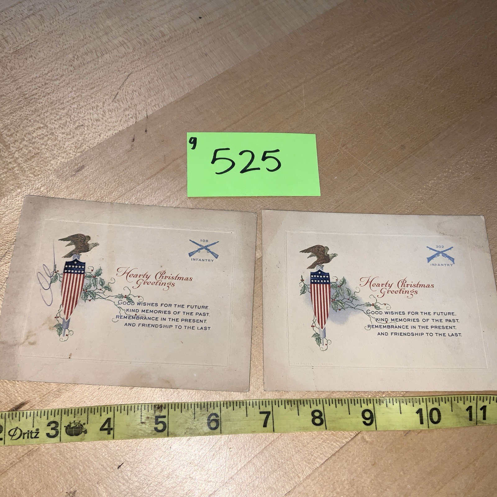 WW1 US Christmas Cards From 106th And 302rd Infantry- G525 WW1 US Christmas Cards From 106th And 302rd Infantry- G525