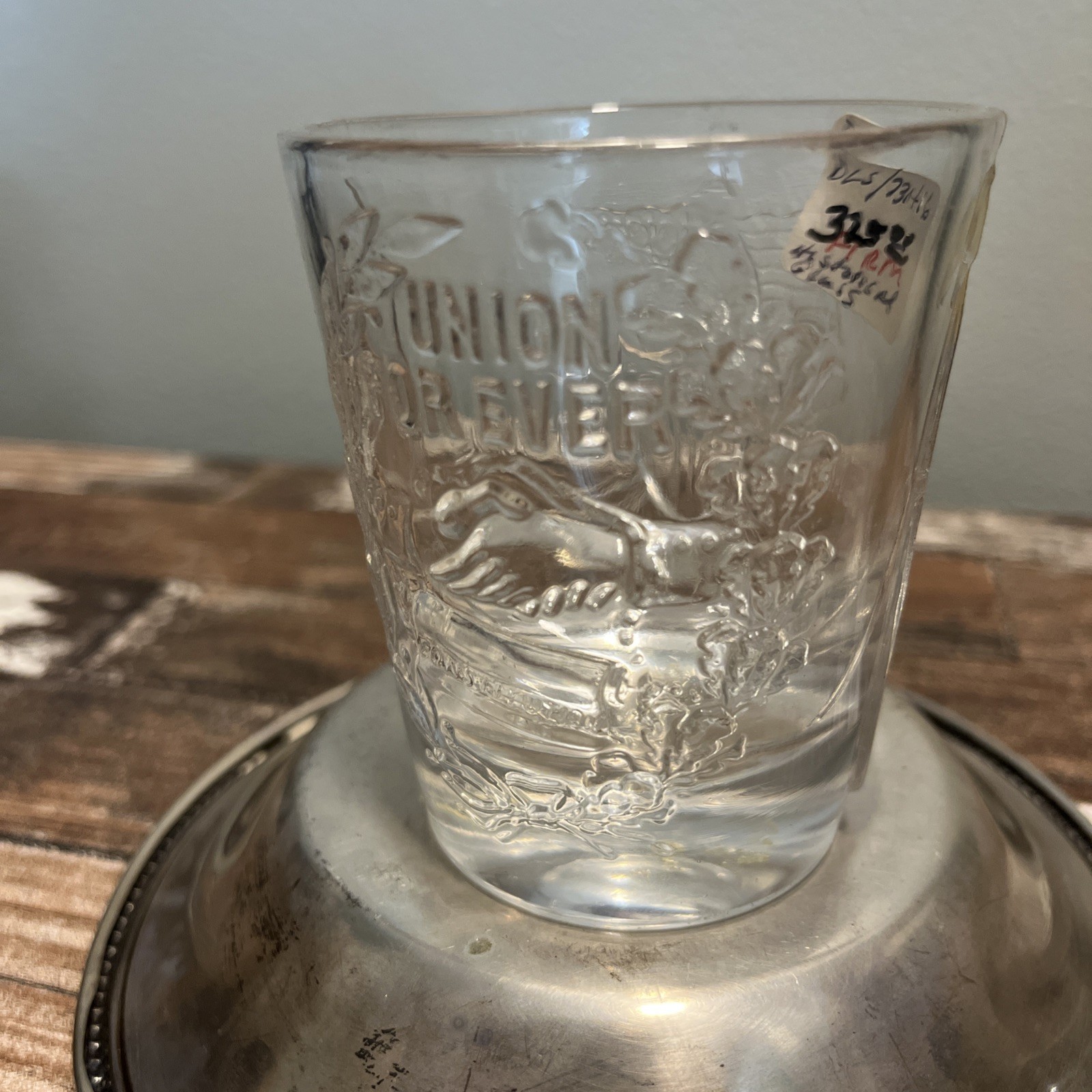 Rare Historical Flint Glass Civil War Tumbler 34 Star U.S flag Union Forever Rare Historical Flint Glass Civil War Tumbler 34 Star U.S flag Union Forever