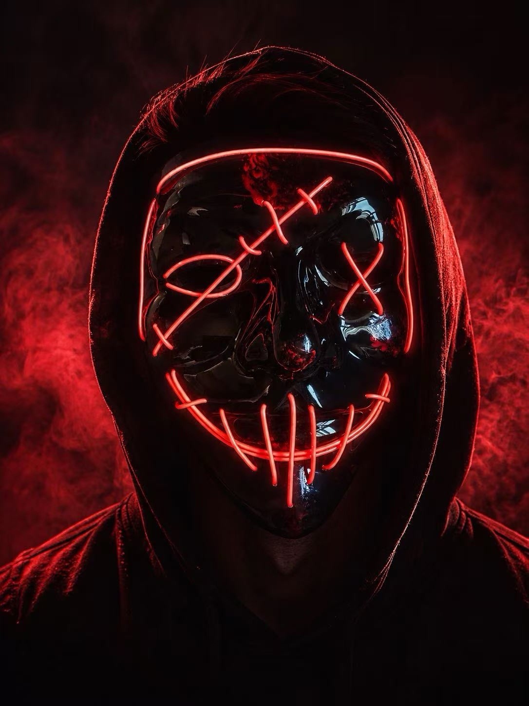 2pcs LED Purge Mask Glow in Dark Voice Control Light up Halloween 2pcs LED Purge Mask Glow in Dark Voice Control Light up Halloween