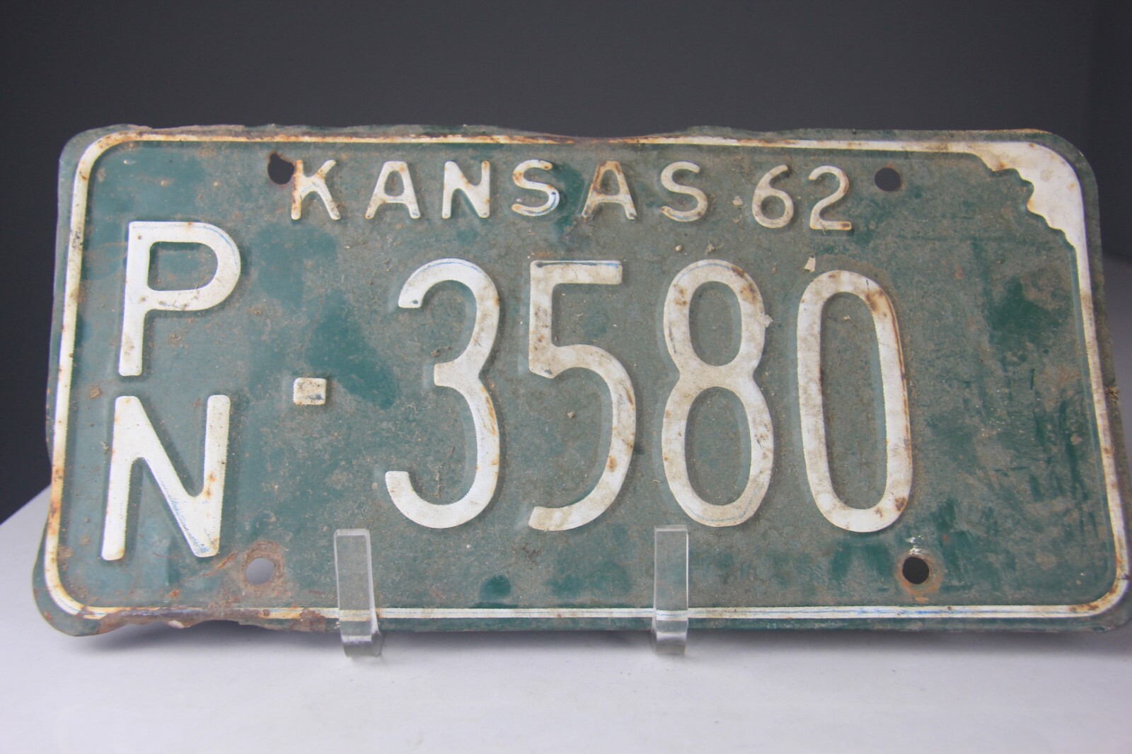 1962 Kansas State Pawnee County License Plate PN-3580
