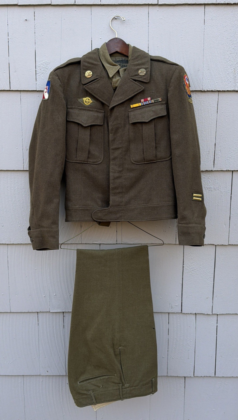 WW2 US Army Wool Uniform: 36R M-1944 Ike Jacket, Shirt, Pants -75th, ADSEC patch WW2 US Army Wool Uniform: 36R M-1944 Ike Jacket, Shirt, Pants -75th, ADSEC patch